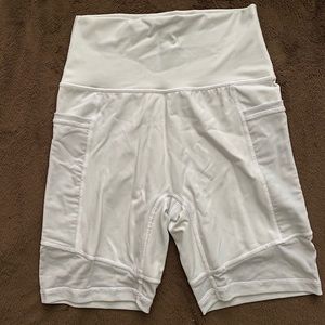 Aerie Mesh Move High Waisted Biker Short M White
